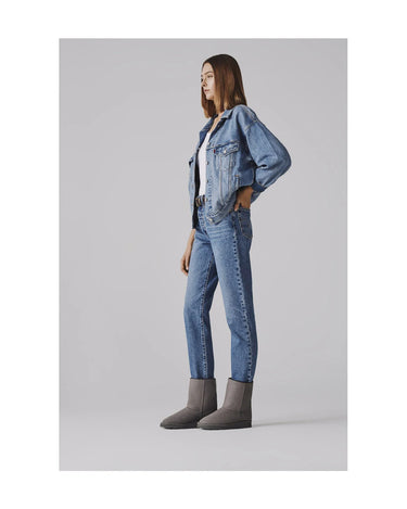 Grey faux fur vegan boots – mid-calf style