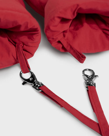 Red vegan warm mittens cruelty free thermal gloves