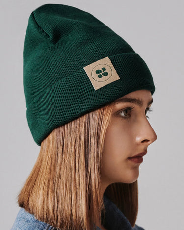 Vegan green beanie hat – eco-friendly winter style