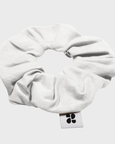 White upcycled hair scrunchie eco friendly hair accessory