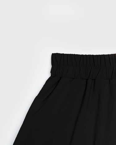 Black winter skirt with elastic waistband made from vegan recycled materials. - The New Orchard - Black / S