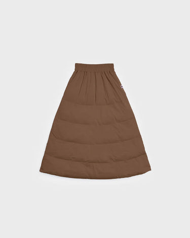 Brown vegan winter skirt made from recycled materials with quilted, padded design. - The New Orchard - Brown / S