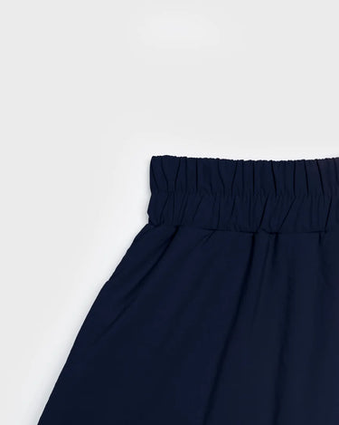 Navy blue vegan skirt with elastic waistband made from recycled materials. - The New Orchard - Navy Blue / S