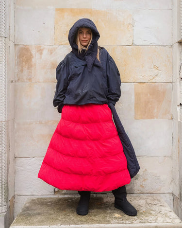 red vegan winter skirt