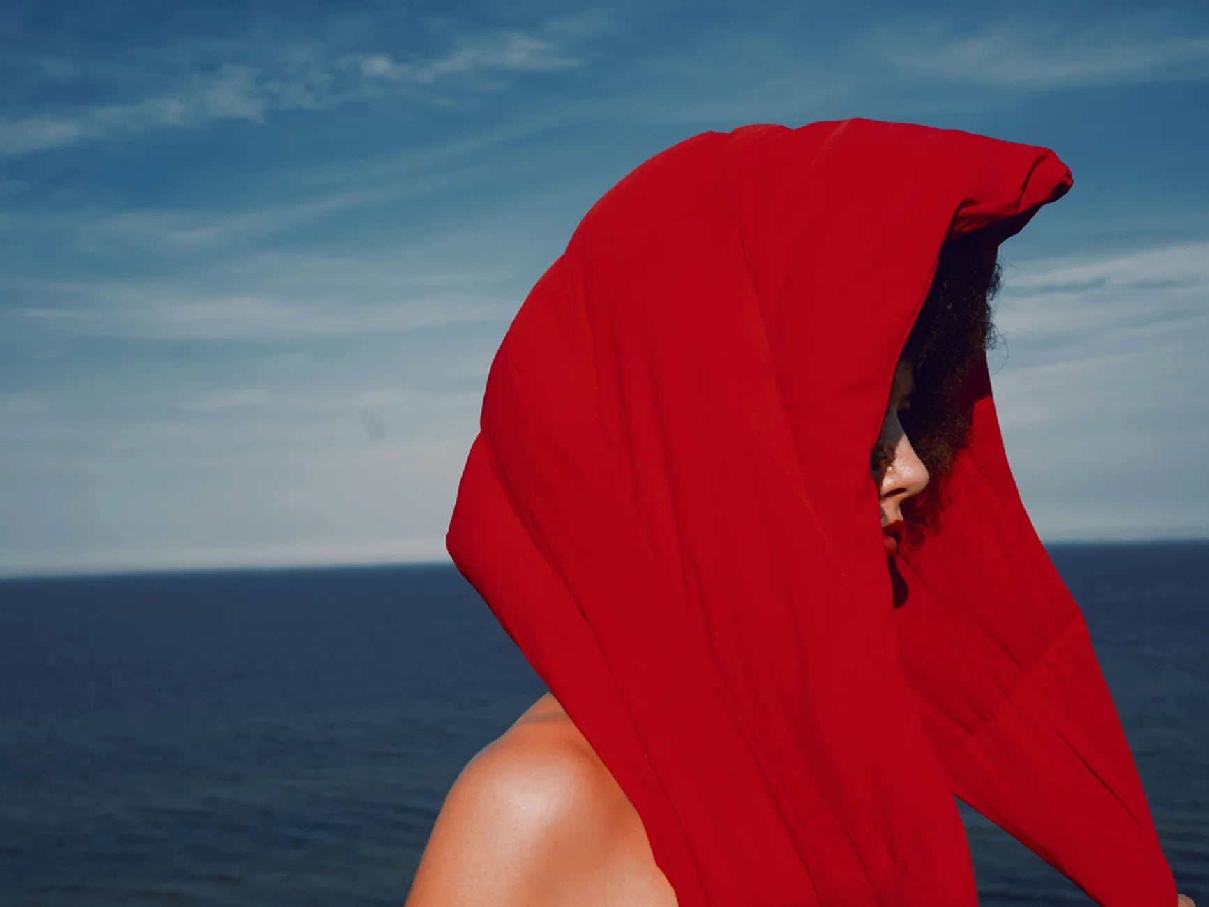 Deep red recycled vegan headwear eco friendly scarf