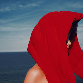 Deep red recycled vegan headwear eco friendly scarf