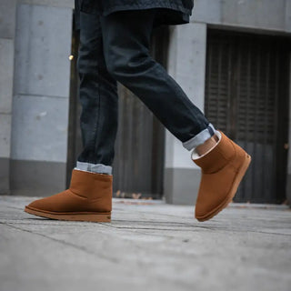 Eco-friendly caramel vegan ankle boots with elegant crystal accents