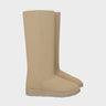 Beige vegan knee-high boots with crystals – sustainable tall style