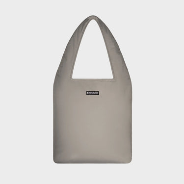 Beige faux leather shoulder bag with pouch eco conscious style
