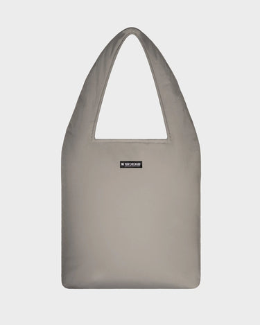 Beige faux leather shoulder bag with pouch eco conscious style