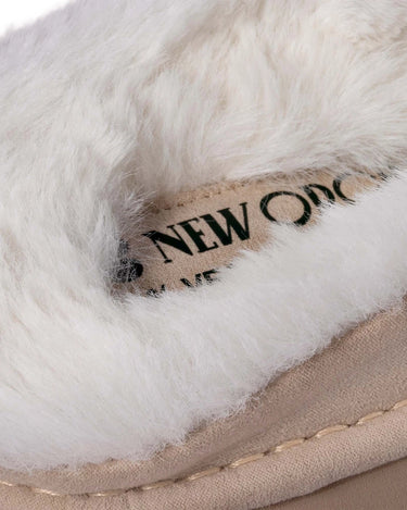 Beige faux suede slippers vegan eco friendly winter comfort