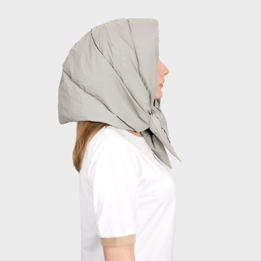 Beige hooded scarf vegan winter headscarf sustainable accessory