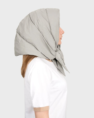 Beige hooded scarf vegan winter headscarf sustainable accessory