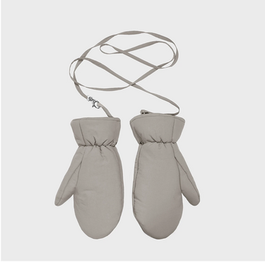 Beige recycled fabric mittens eco conscious winter accessory