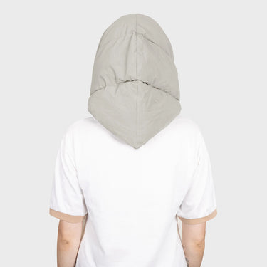 Beige recycled hooded scarf eco friendly winter headwear