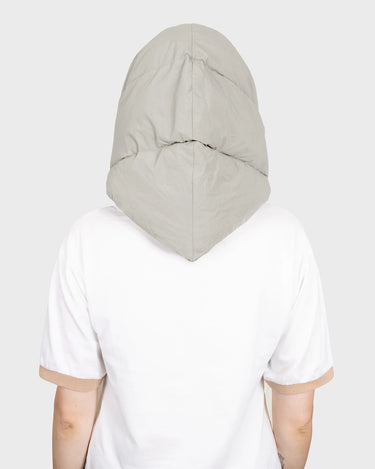 Beige recycled hooded scarf eco friendly winter headwear