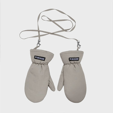 Beige recycled winter mittens eco friendly cold weather gloves