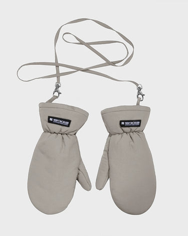 Beige recycled winter mittens eco friendly cold weather gloves