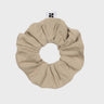 Beige upcycled vegan scrunchie sustainable recycled hair tie