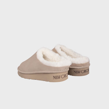 Beige vegan fleece slippers cruelty free indoor comfort