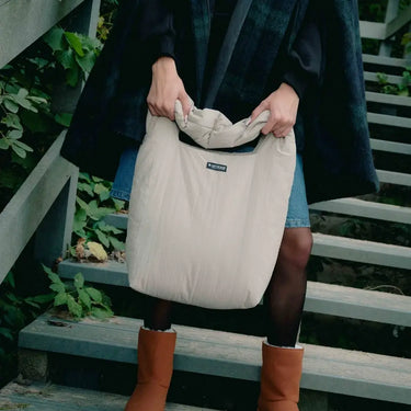 Beige vegan handbag with cosmetic pouch planet friendly