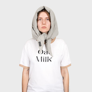 Beige vegan headscarf cruelty free sustainable fashion