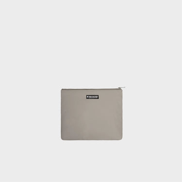 Beige vegan shoulder bag with cosmetic pouch sustainable faux leather