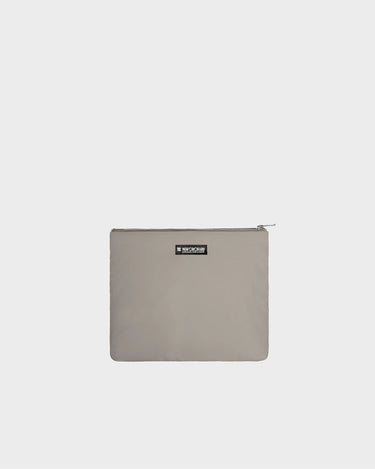 Beige vegan shoulder bag with cosmetic pouch sustainable faux leather