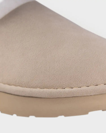 Beige vegan warm slippers cruelty free cozy indoor shoes