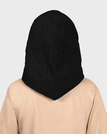 Black hooded scarf vegan winter headscarf sustainable accessory