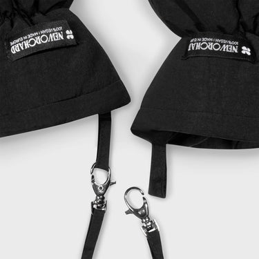 Black recycled fabric mittens eco conscious winter accessory