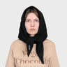 Black recycled hooded scarf eco friendly winter headwear