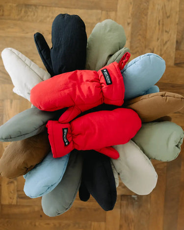 Black recycled winter mittens eco friendly cold weather gloves