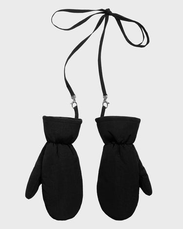 Black recycled wool free mittens sustainable winter style