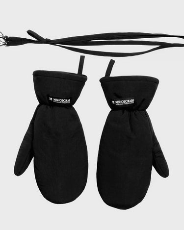 Black recycled zero waste mittens eco conscious gloves