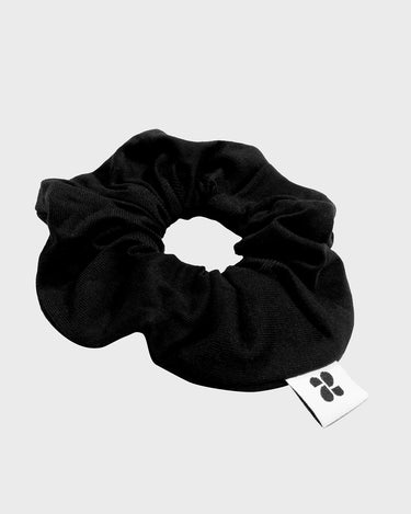 Black upcycled vegan scrunchie sustainable recycled hair tie