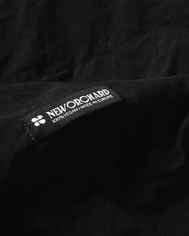 Black vegan knit hooded scarf cruelty free winter style