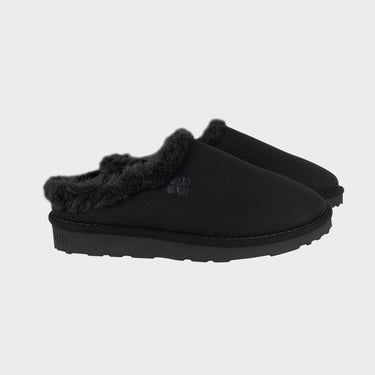 Black vegan warm slippers cruelty free cozy indoor shoes