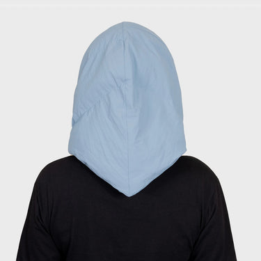 Blue hooded scarf vegan winter headscarf sustainable accessory