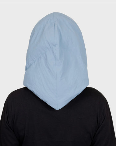 Blue hooded scarf vegan winter headscarf sustainable accessory