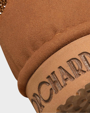 Brown vegan short boots with sparkle crystals – winter fashion
