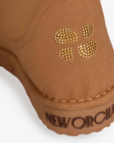 Caramel vegan ankle boots with crystal details – sustainable footwear