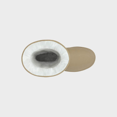 Cruelty-free beige long boots with Faux Fur embellishment
