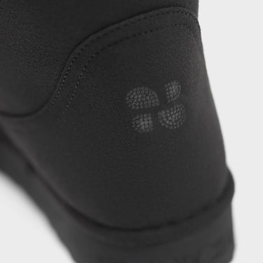 Cruelty-free black long boots with crystal embellishment