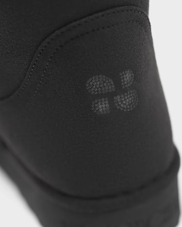 Cruelty-free black long boots with crystal embellishment