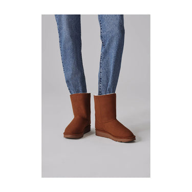 Cruelty-free caramel brown winter boots