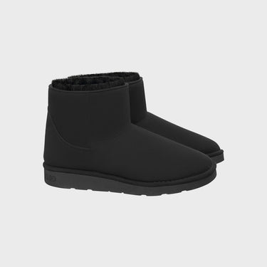 Ethical black vegan ankle boots with faux fur