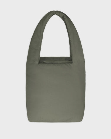 Grey faux leather shoulder bag with pouch eco conscious style