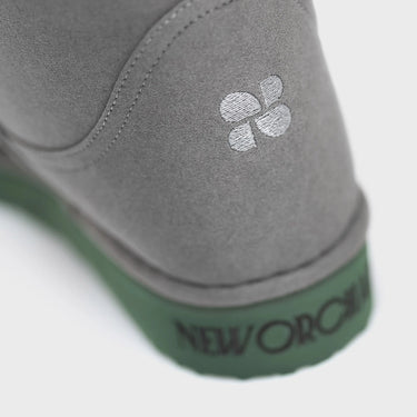 Grey vegan boots with green sole – ethical and warm