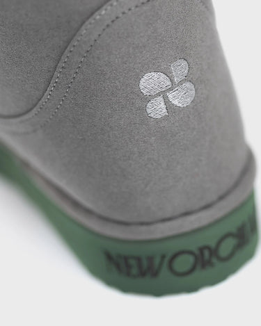 Grey vegan boots with green sole – ethical and warm